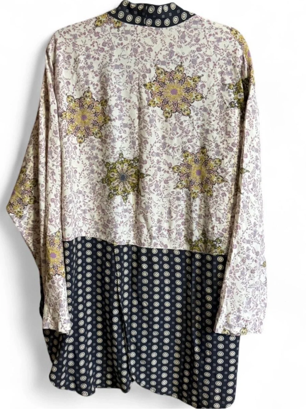 Free People Forget Me Knot Printed Kimono Cardigan Boho Festival Open Front M